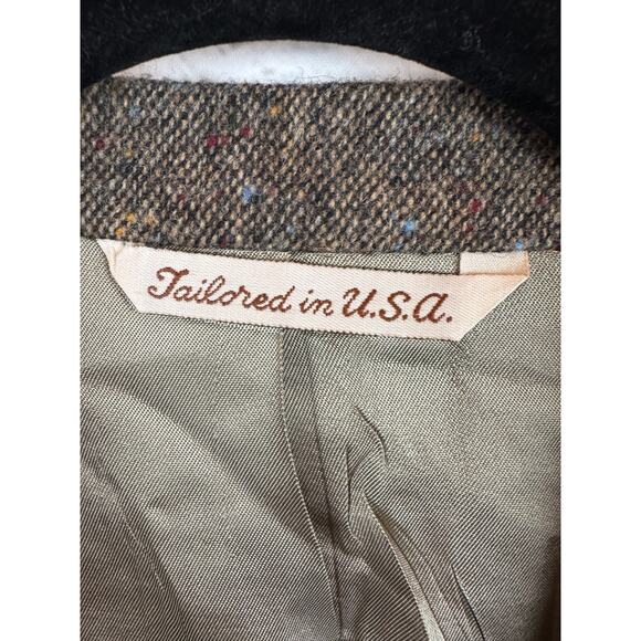 STAFFORD brown suede elbow patch 100% wool tweed mens jacket blazer 42R NWOT - Picture 12 of 14